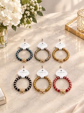 Butterfly Crystal Beaded Stretch Bracelets Choose Any 3 NWT